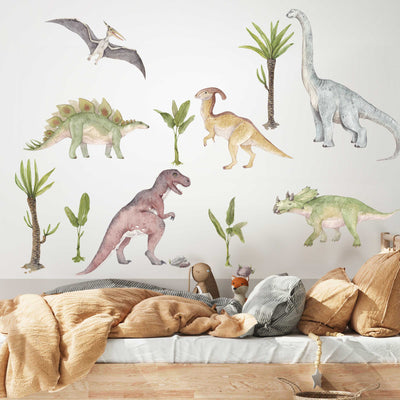 Dinosaur Wall Decals on a Childs bedroom wall.