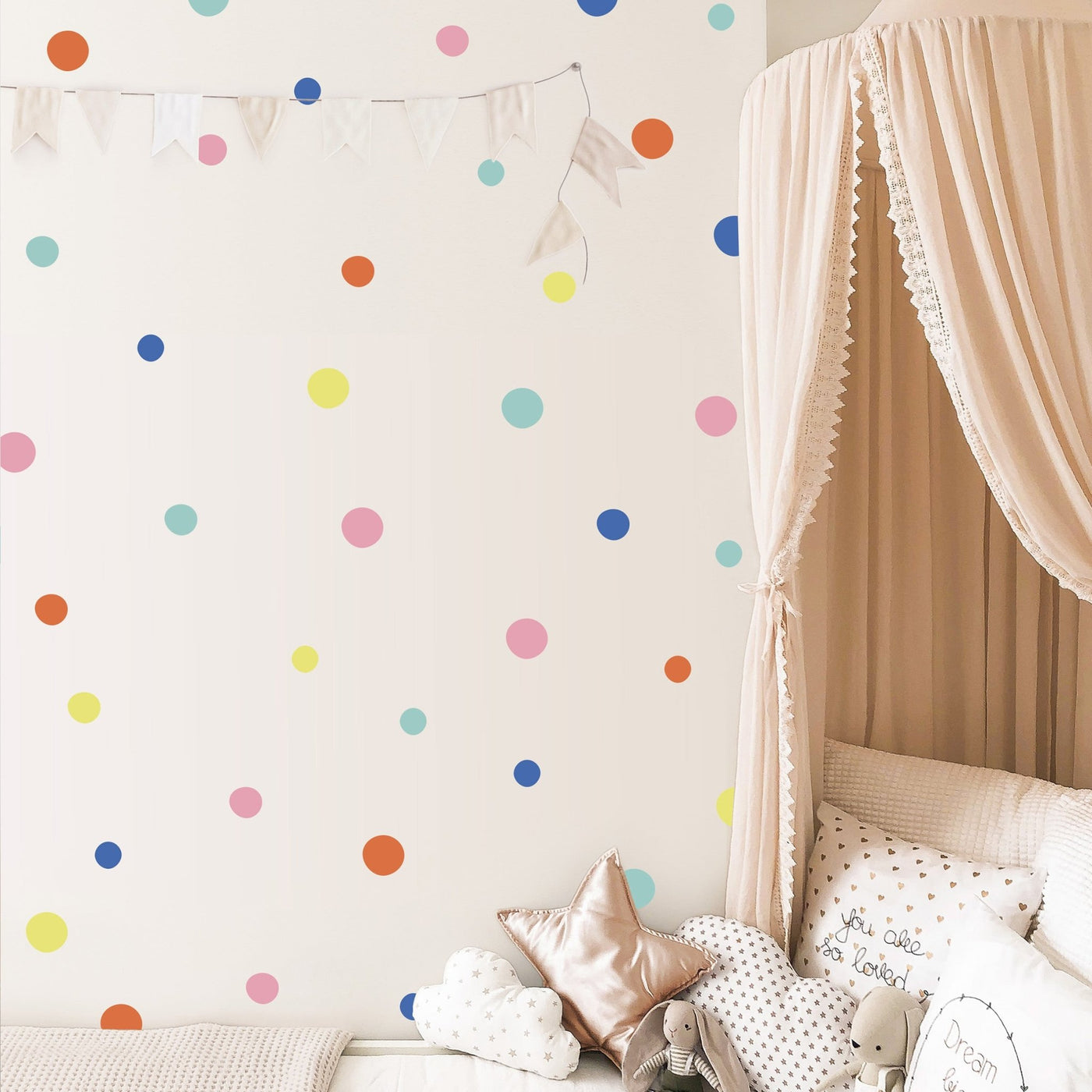 Bright and Bold Polka Dot Wall Stickers Colour Combo 4 - Jack Harry and Ollie