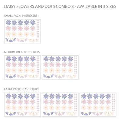 Daisy Flowers and Polka Dot Wall Stickers Colour Combo 3 - Jack Harry and Ollie