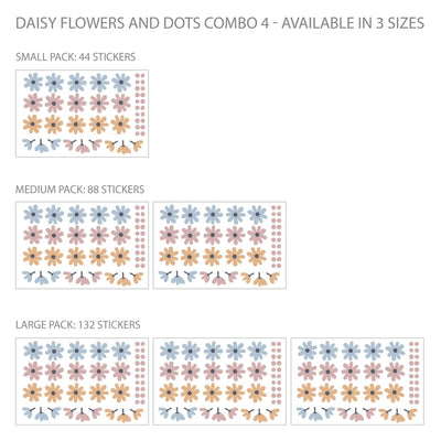 Daisy Flowers and Polka Dot Wall Stickers Colour Combo 4 - Jack Harry and Ollie