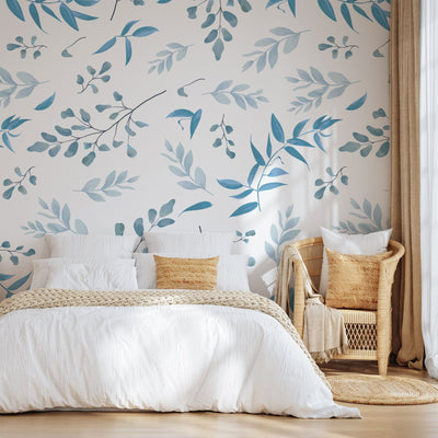 Dusty Blue Forest Leaves Wallpaper - Jack Harry and Ollie