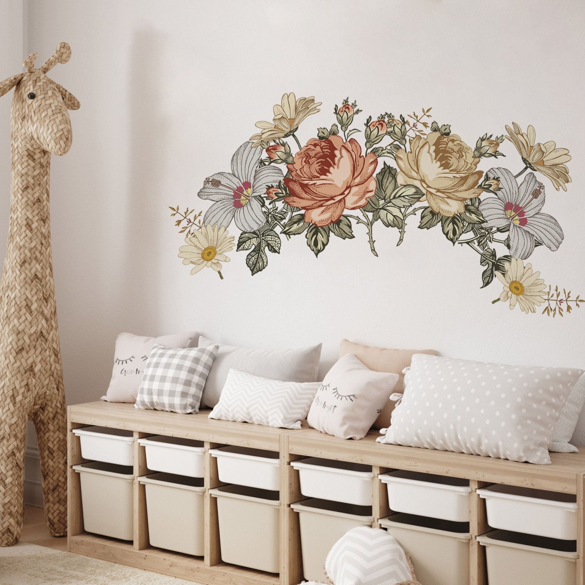 Vintage Flower Wall Stickers Vintage Floral Wall Decals | Urbanwalls