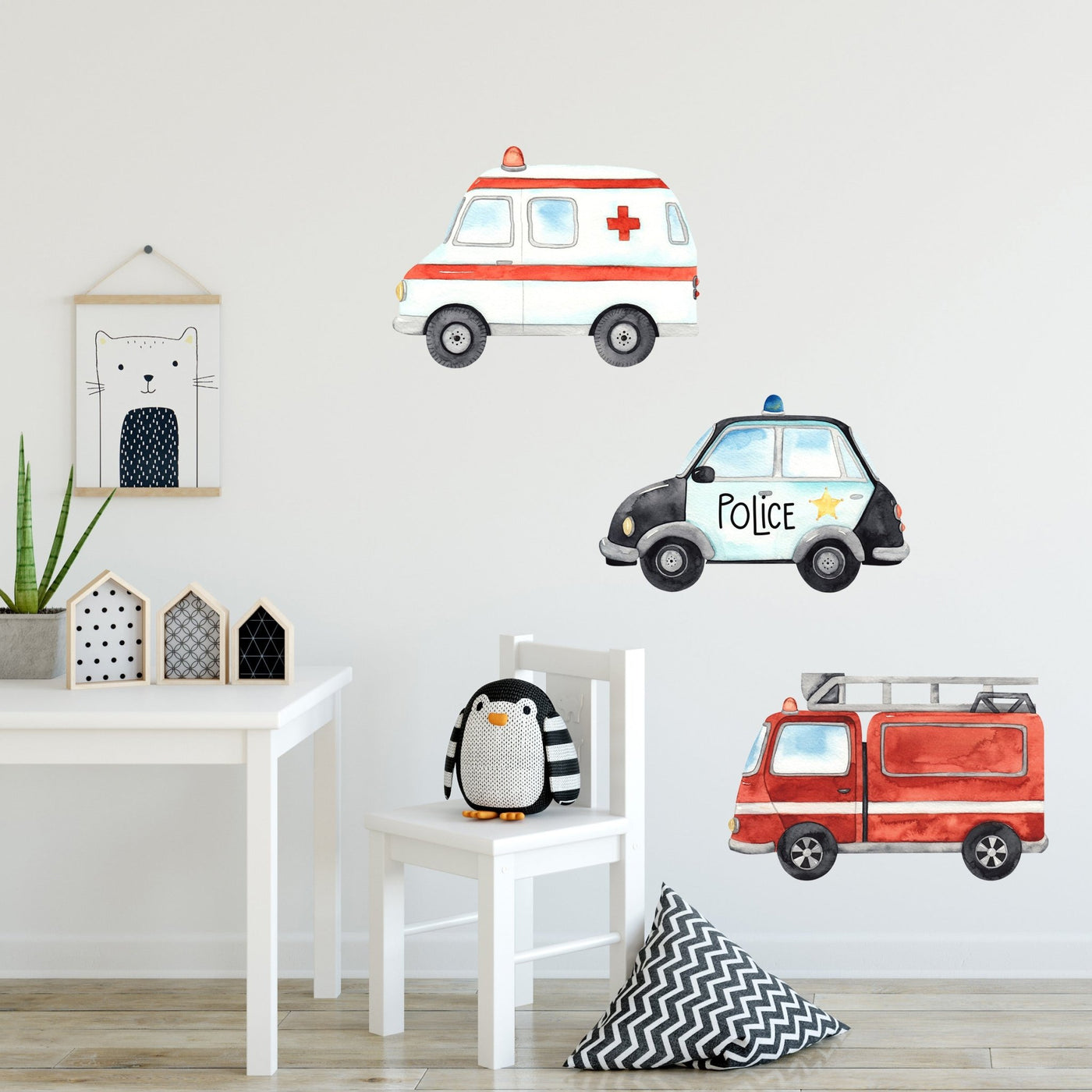 Little Emergency Vehicles Wall Stickers - Jack Harry and Ollie