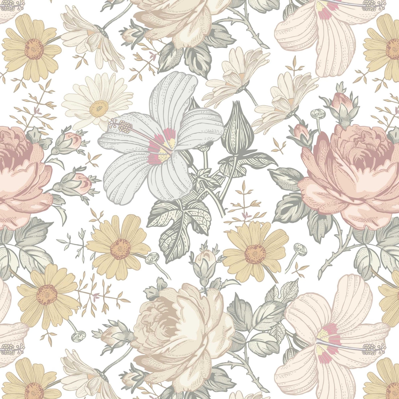 Madelyn Boho Floral Soft Wallpaper - Jack Harry and Ollie