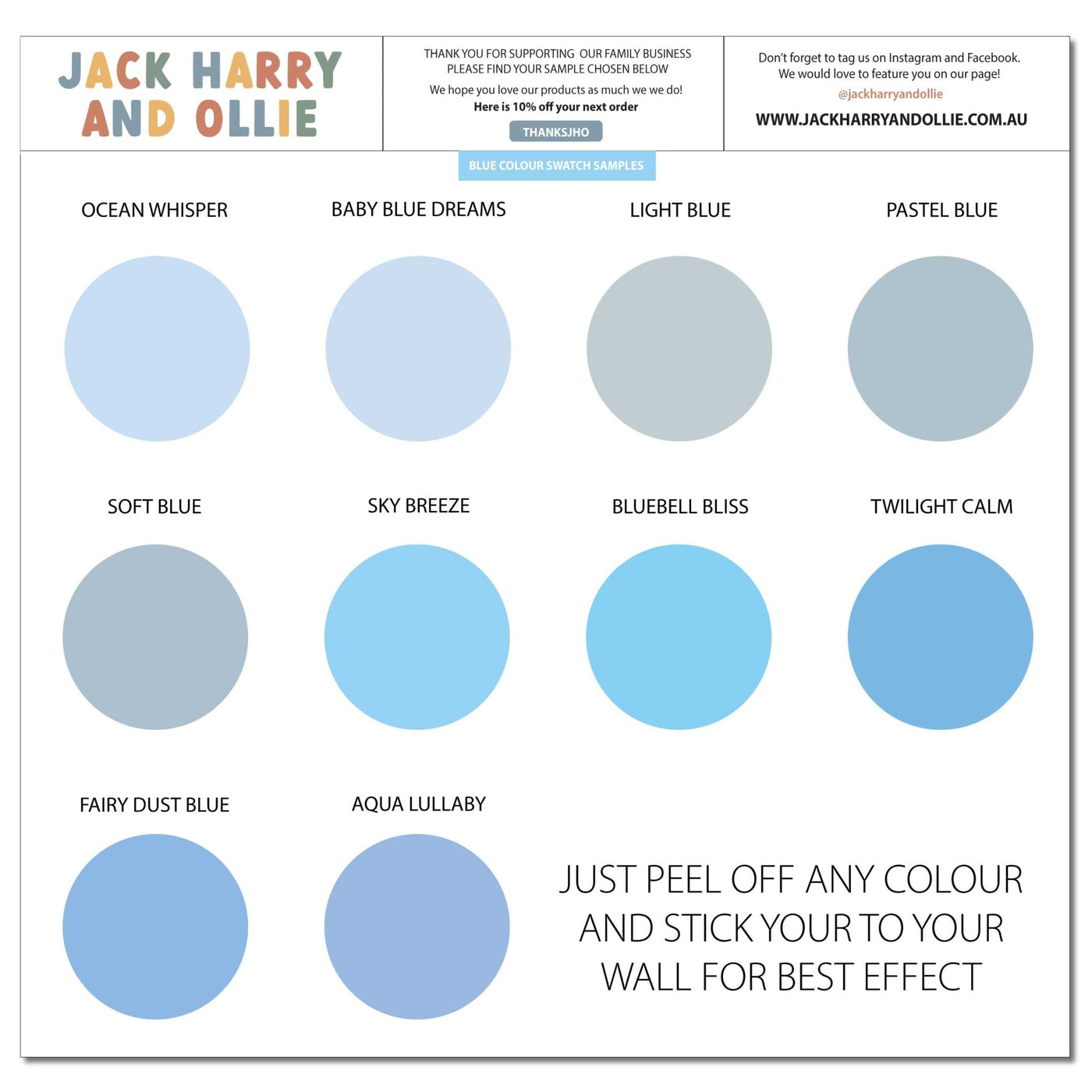 Scallop Wall Decals Blue 10 Colourways - Jack Harry and Ollie