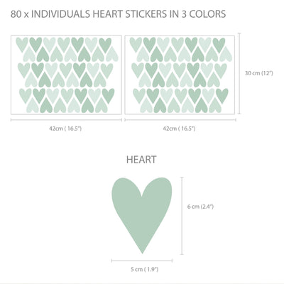 Soft Green Heart Wall Stickers - Jack Harry and Ollie