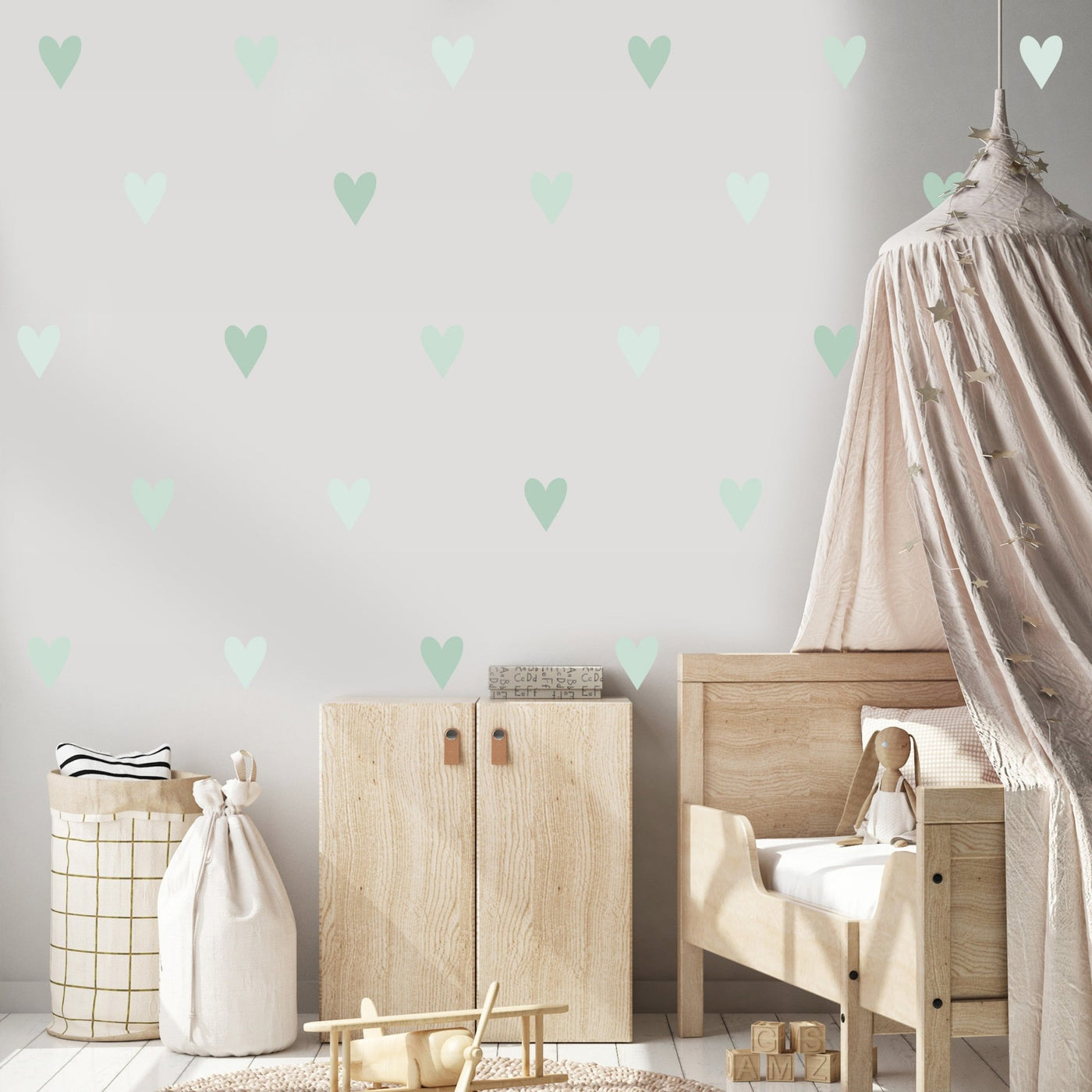 Soft Green Heart Wall Stickers - Jack Harry and Ollie
