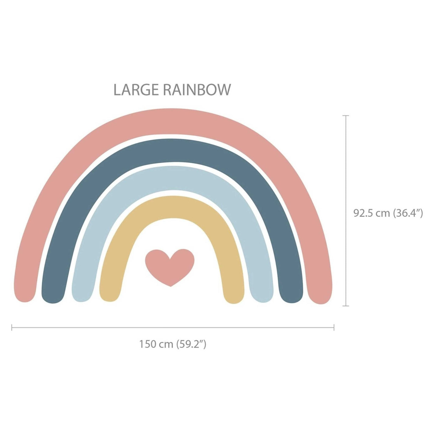 Soft Tones Large Rainbow and Heart Wall Sticker - Jack Harry and Ollie