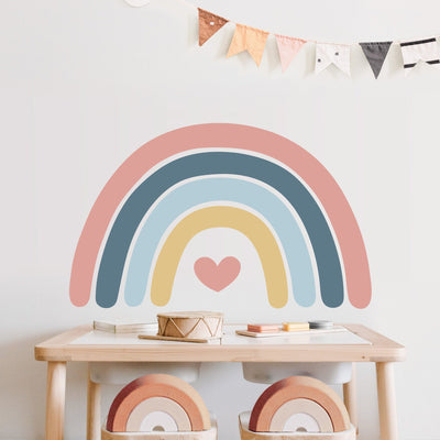 Soft Tones Large Rainbow and Heart Wall Sticker - Jack Harry and Ollie