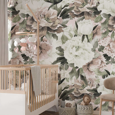 Watercolour Pink Roses Floral Wallpaper - Jack Harry and Ollie