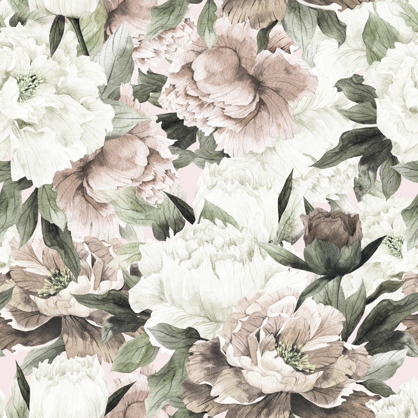 Watercolour Pink Roses Floral Wallpaper - Jack Harry and Ollie