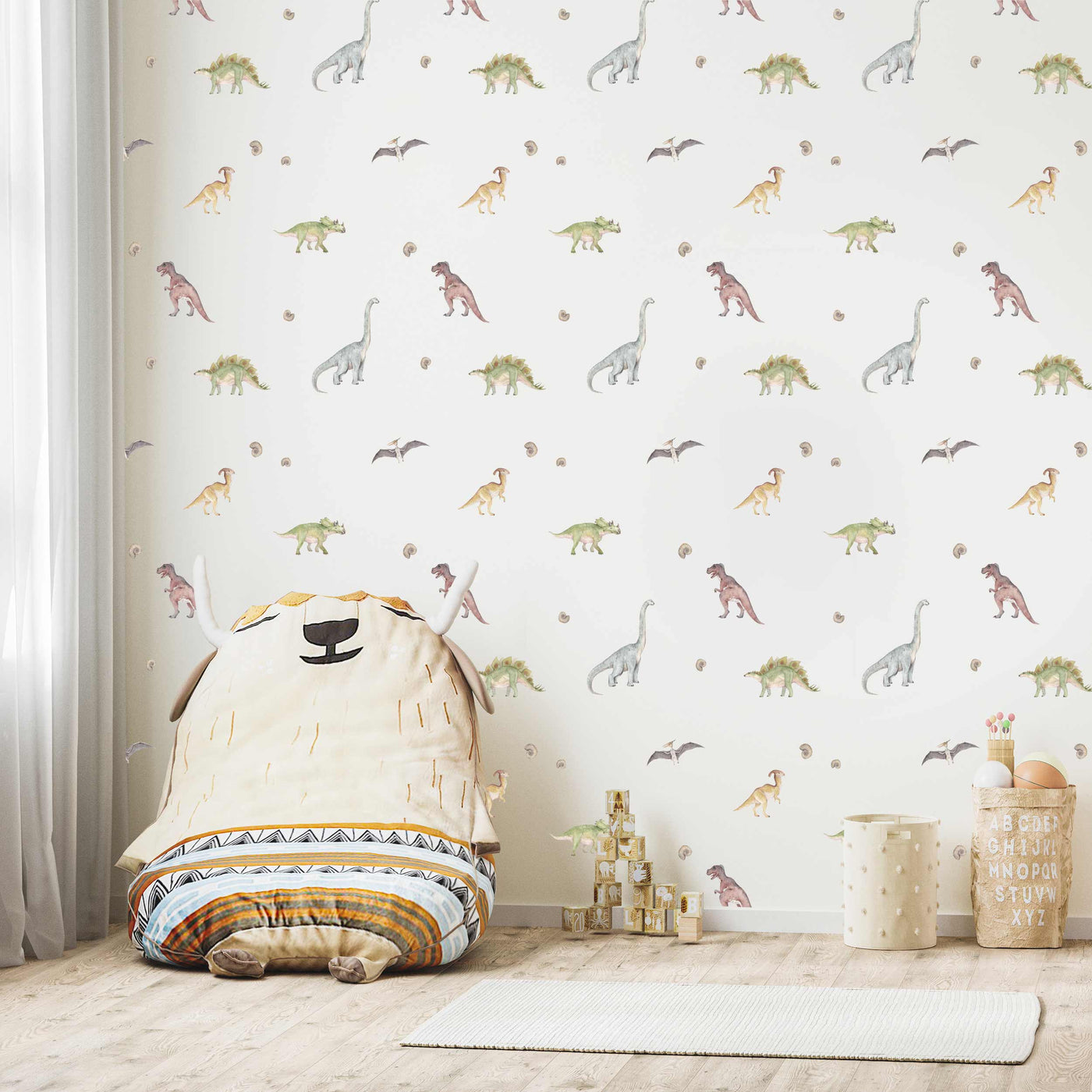 Dinosaur Pattern Wallpaper – Watercolour Dino Print for Kids Rooms