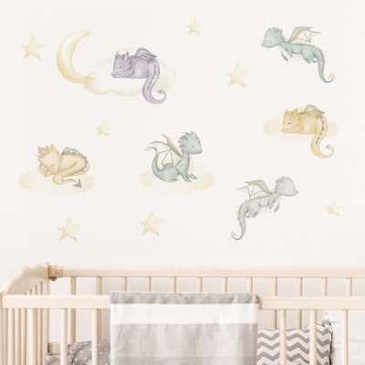Little Dragons Soft Tone Wall Decals - Jack Harry and Ollie