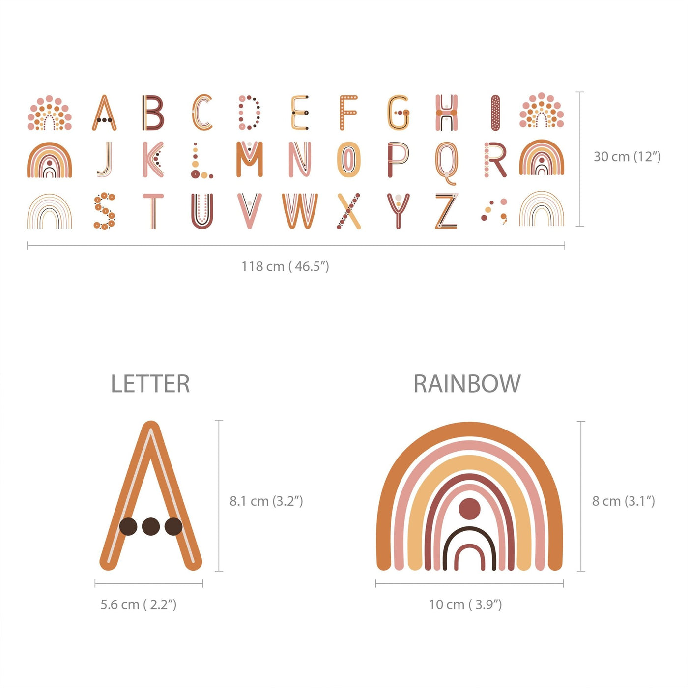 Boho Alphabet Wall Stickers - Jack Harry and Ollie