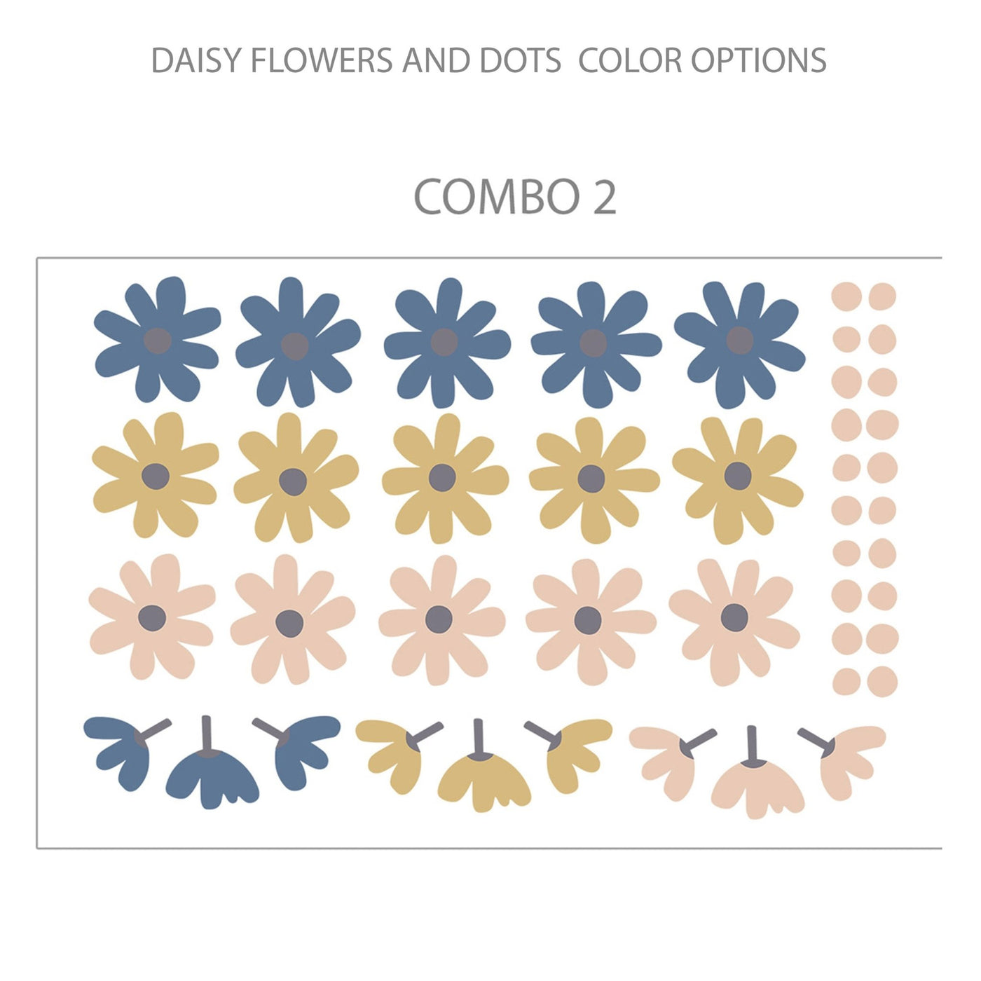 Daisy Flowers and Polka Dot Wall Stickers Colour Combo 2 - Jack Harry and Ollie