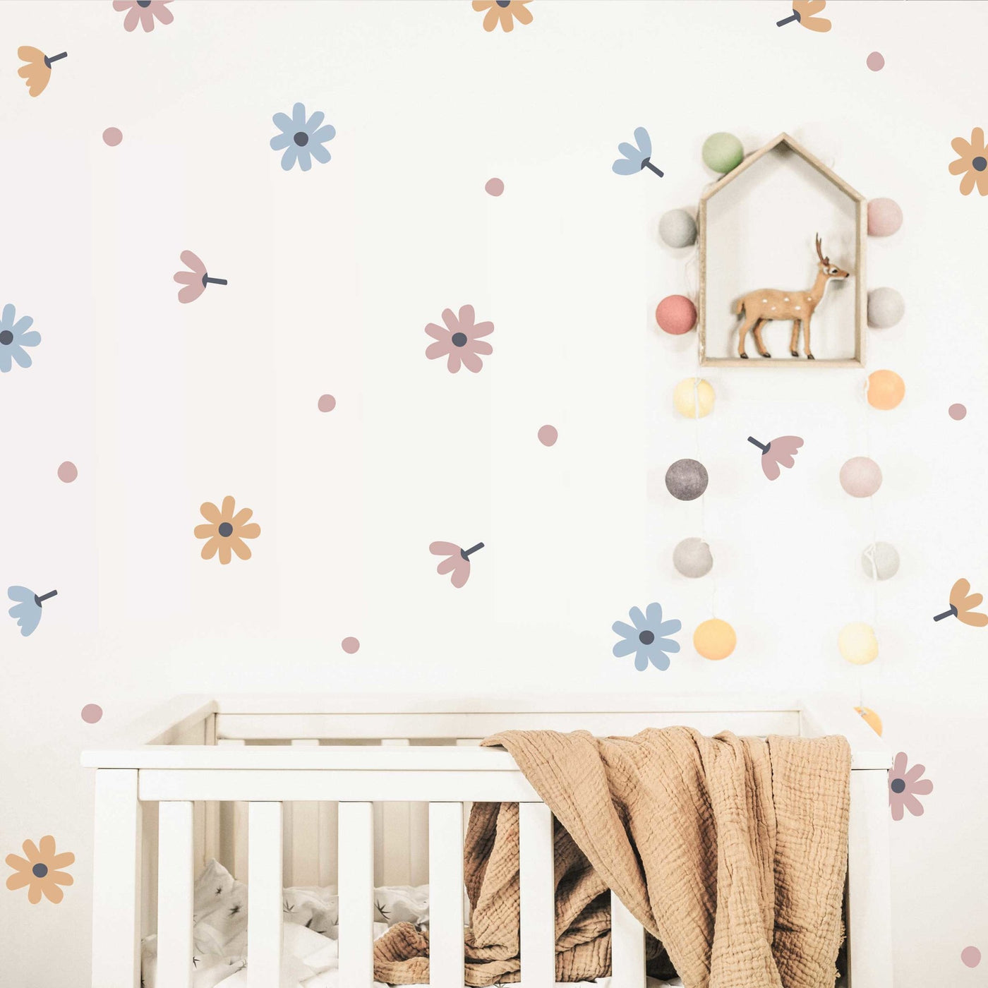 Daisy Flowers and Polka Dot Wall Stickers Colour Combo 4 - Jack Harry and Ollie