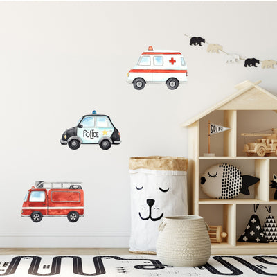 Little Emergency Vehicles Wall Stickers - Jack Harry and Ollie