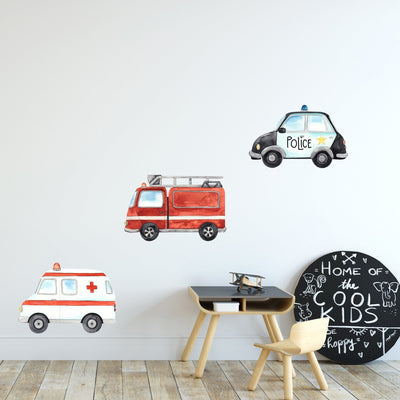 Little Emergency Vehicles Wall Stickers - Jack Harry and Ollie