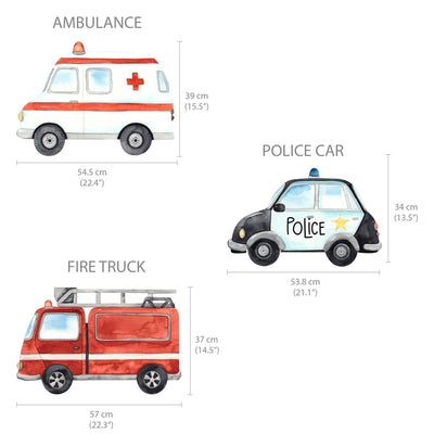 Little Emergency Vehicles Wall Stickers - Jack Harry and Ollie