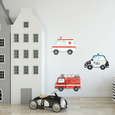 Little Emergency Vehicles Wall Stickers - Jack Harry and Ollie
