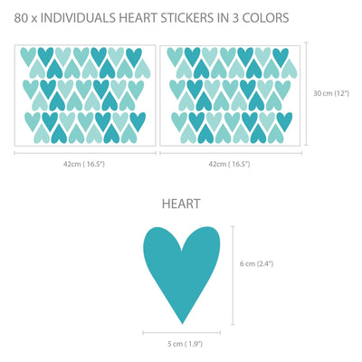 Teal Heart Wall Stickers - Jack Harry and Ollie